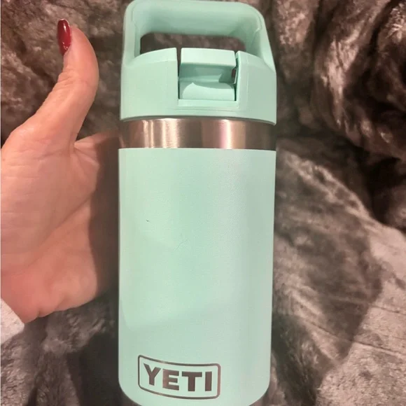 YETI Rambler Junior Flip Bottle 12 oz Sea Foam Blue Green Watercolor - Picture 3 of 4